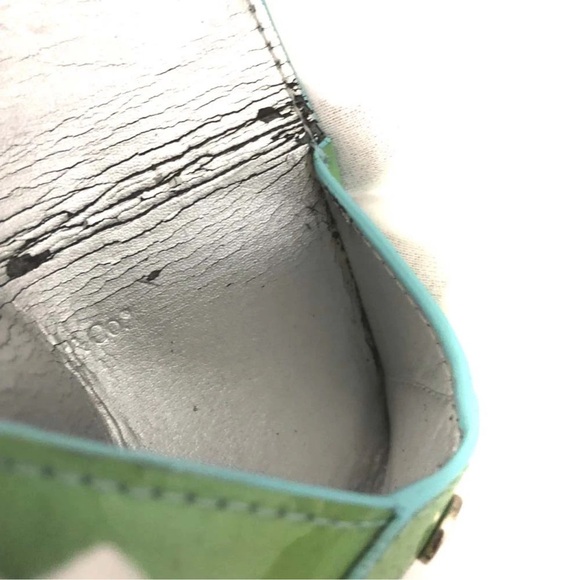 TIFFANY&CO. Patent Leather Envelope Card Case Blue/ - Picture 8 of 9